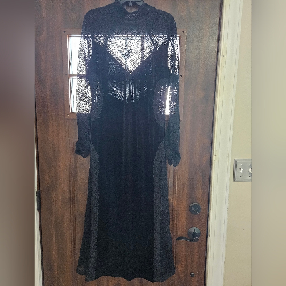 Nwt ANTHROPOLOGIE Elegant Black Lace Open-Back Dress- LARGE - Picture 7 of 14